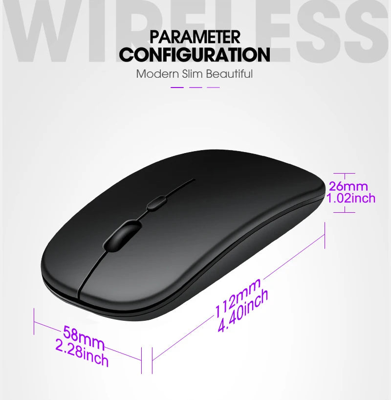 Wireless Mouse,Battery Version 2.4G Slim Portable Computer Mice for Notebook, PC, Laptop, Computer (Black and Pink Slivery)