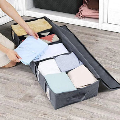 Clothing Storage Bag Foldable Underbed Organizing Large Adjustable Compartment Storage Bag for Blanket Shoes Sweaters Toys