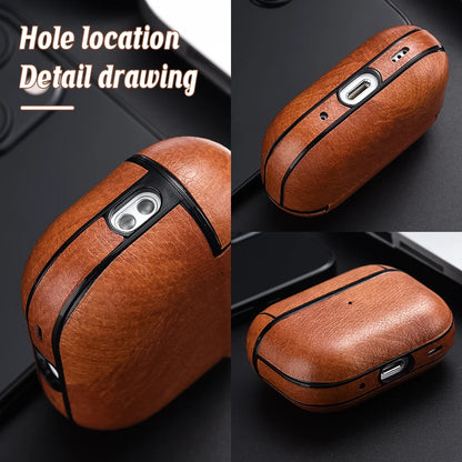 For Airpods Pro 2 Case Leather Business Earphone Case Headset Shell Headphone Cover For Apple Air Pod 3 Pro 2nd Generation USB C