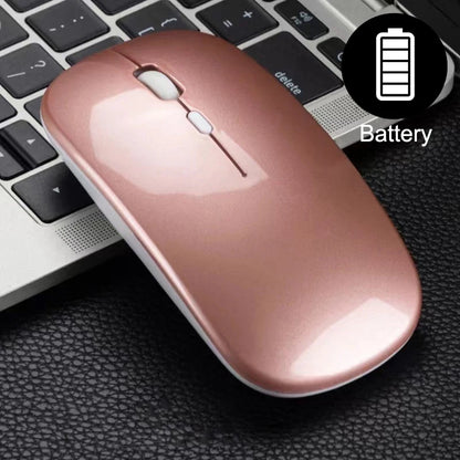 Wireless Mouse,Battery Version 2.4G Slim Portable Computer Mice for Notebook, PC, Laptop, Computer (Black and Pink Slivery)