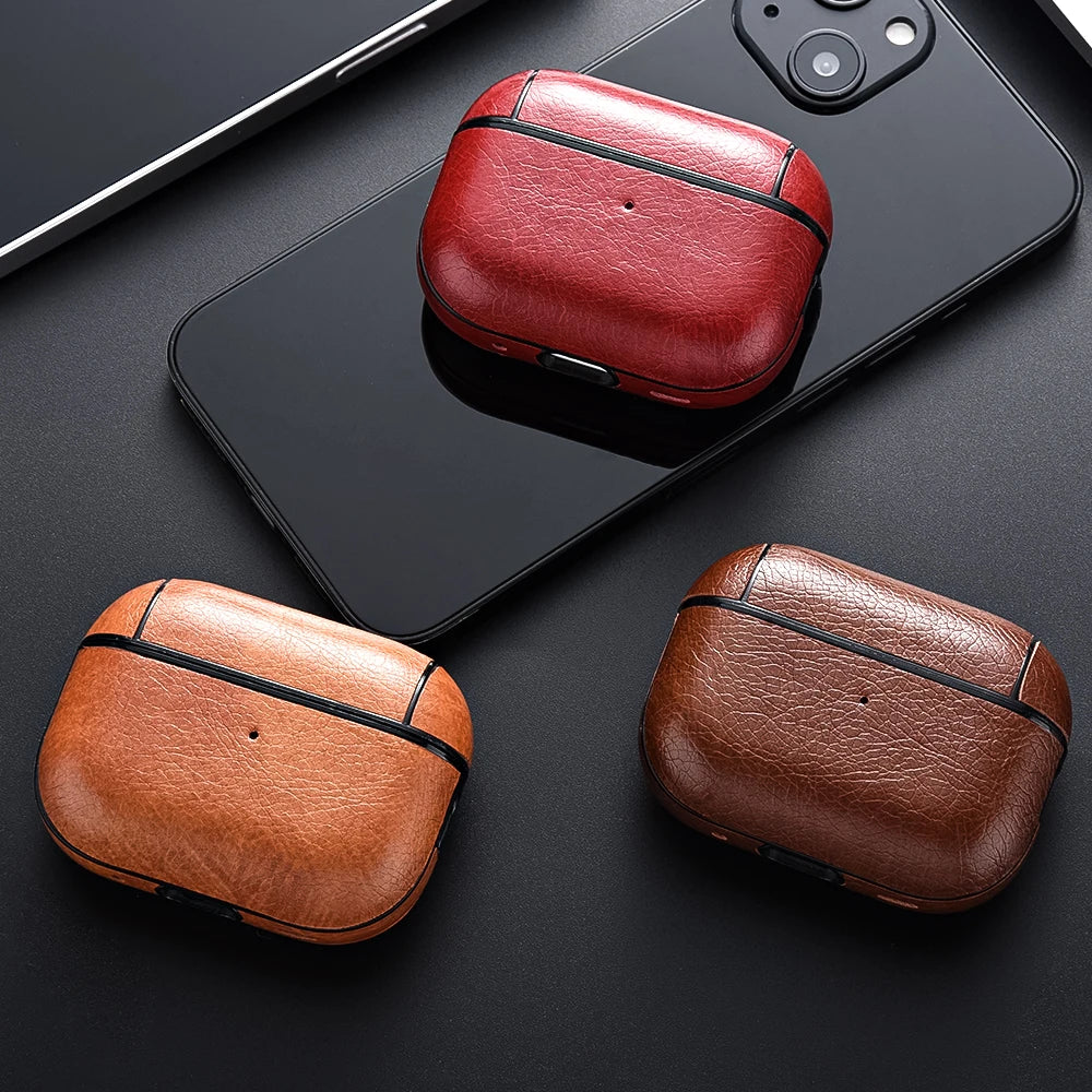 For Airpods Pro 2 Case Leather Business Earphone Case Headset Shell Headphone Cover For Apple Air Pod 3 Pro 2nd Generation USB C