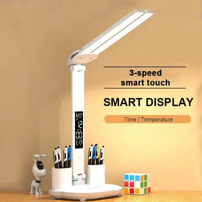 180 Rechargeable LED Clock Dimmable Desk Lamp Rotating Foldable Desktop Reading Night Light Eye Protection New USB