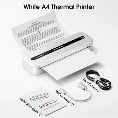 Phomemo M832 Portable Printer Bluetooth Thermal Tattoo Printer Inkless Support 50/80/110/Letter/A4/A5 Thermal Paper for Mobile