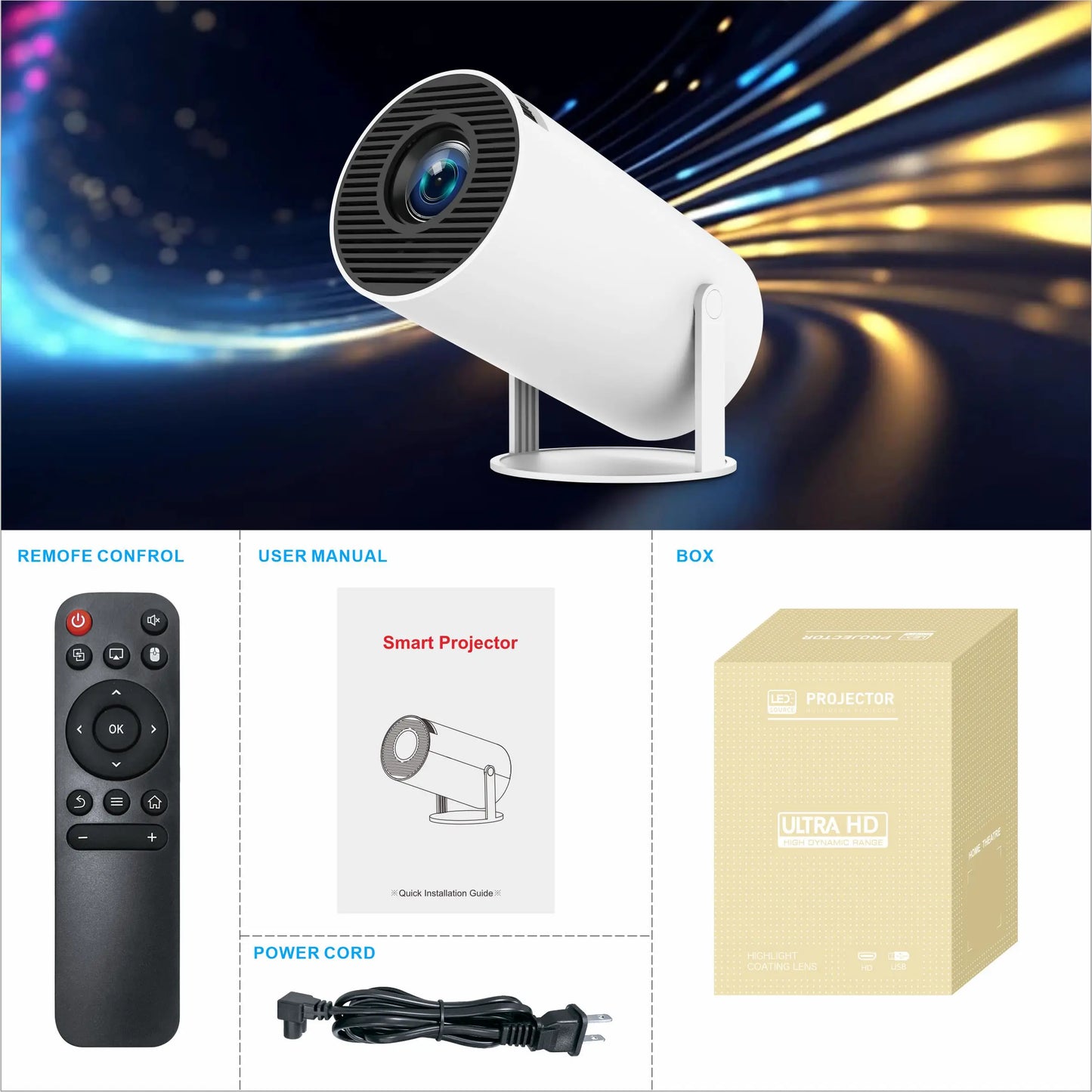 Magic Cube Projector HY300 PRO 4K Android 11 Dual Wifi6 260ANSI Allwinner H713 BT5.0 1080P 1280*720P Home Cinema Outdoor Projetor