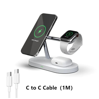 3 in 1 Wireless Charger Stand Magnetic For iPhone 12 13 14 15 Fast Charging Station for Apple Watch 9 8 7 6 5 Airpods 2 3 Pro