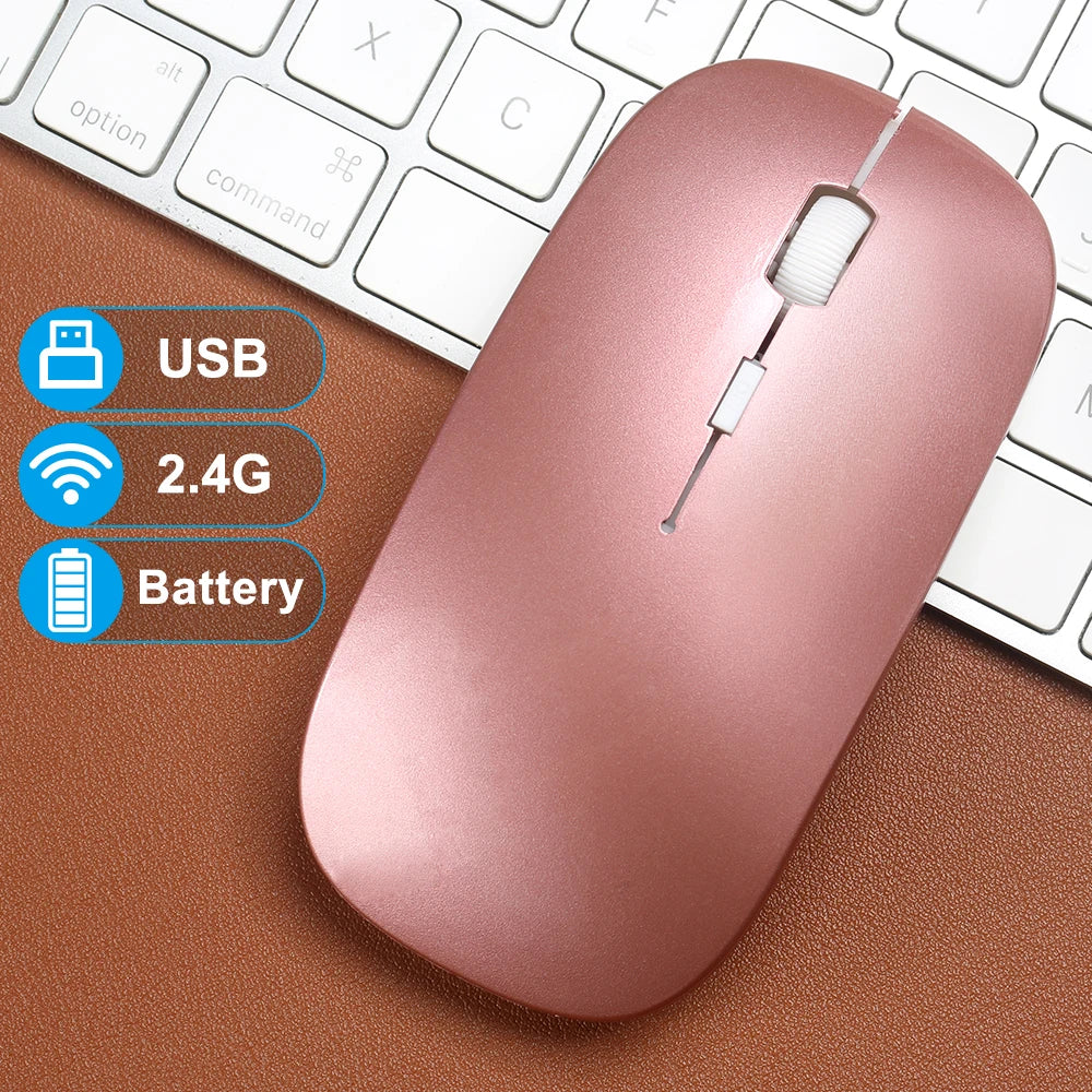 Wireless Mouse,Battery Version 2.4G Slim Portable Computer Mice for Notebook, PC, Laptop, Computer (Black and Pink Slivery)