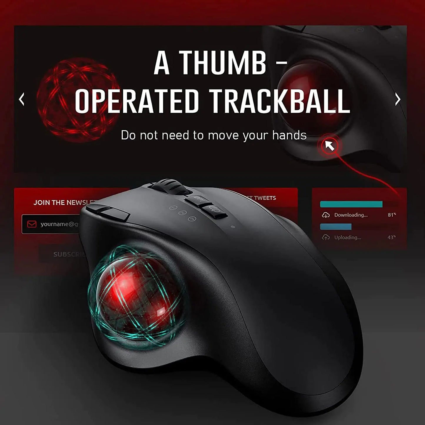 Trackball Wireless Mouse Rechargeable Bluetooth 2.4G USB Mouse Ergonomic Mice for Computer Android Windows 3 Adjustable DPI