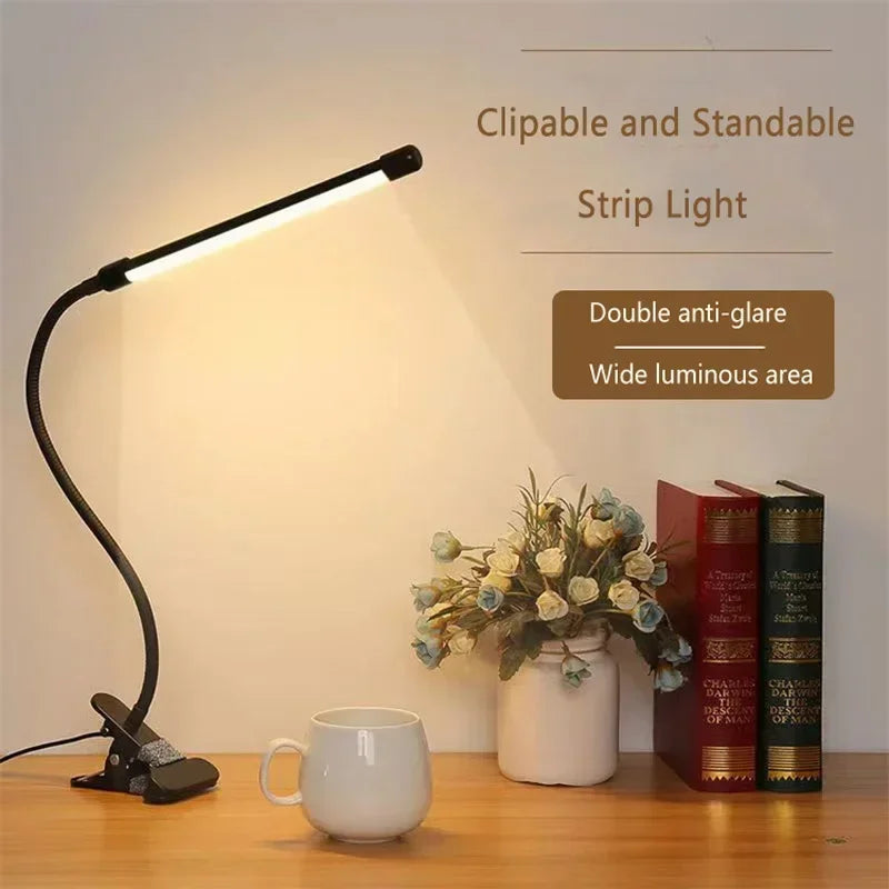 LED Reading light clip type desk lamp Study student dormitory table lamp bedroom desktop bedside lamp eye protection Clamp lamp